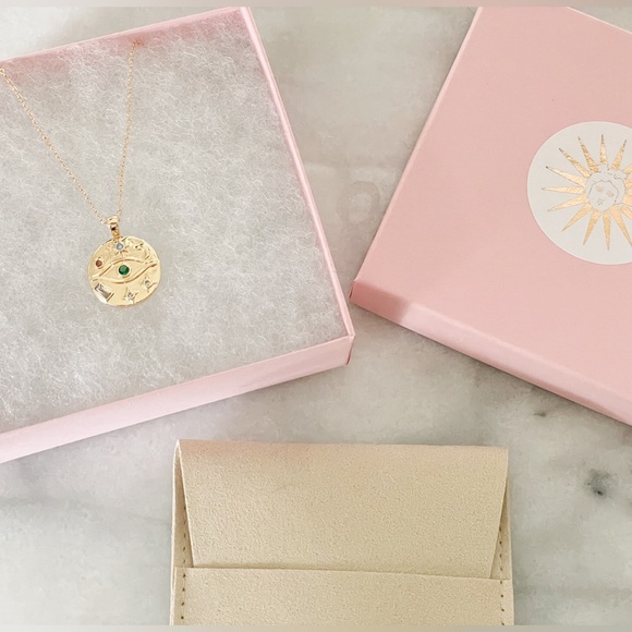 Multicolor Celestial crystal pave Gold Evil Eye necklace π§Ώ - Picture 4 of 6